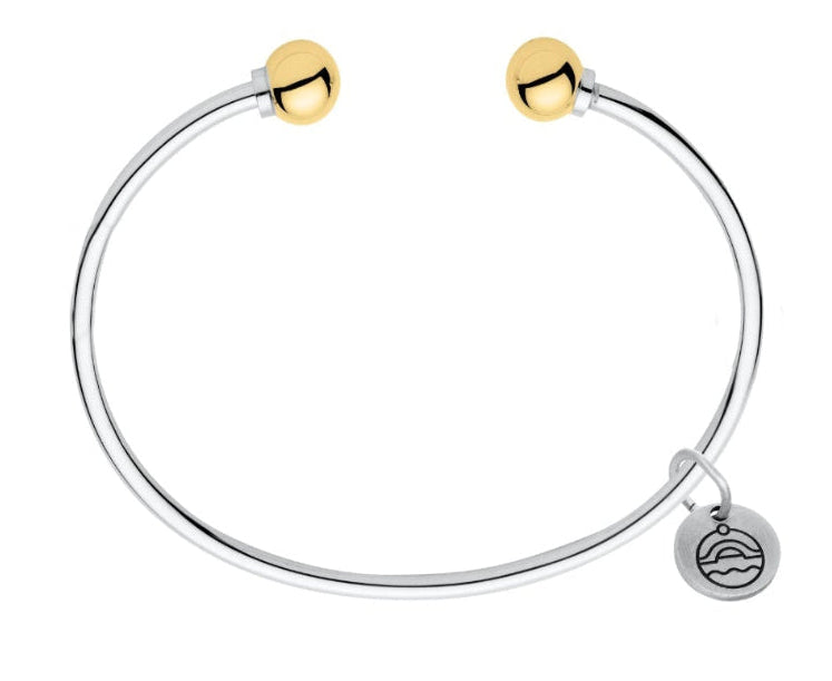 Sterling Silver & 14 Karat Yellow Gold Double Ball Cape Cod Cuff Bracelet