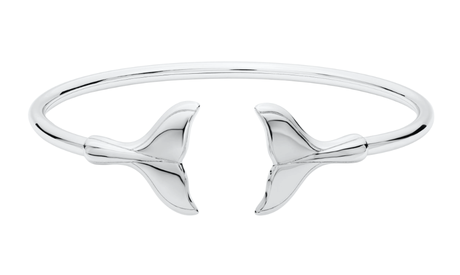 Sterling Silver Double Whale Tail Cuff Bracelet